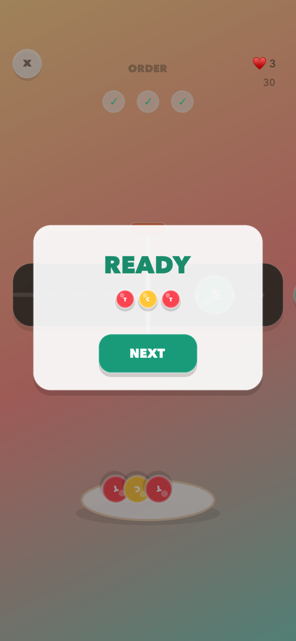 Snack Snip level result screen